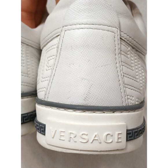 Versace Leather Sneakers Low Top Trainers Men Euro 42 9 White Greek Pattern Logo main image 12